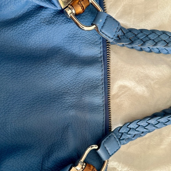 Gucci Large Bamboo Barbaston Royal Blue Spike Calfskin Leather - Picture 3 of 14